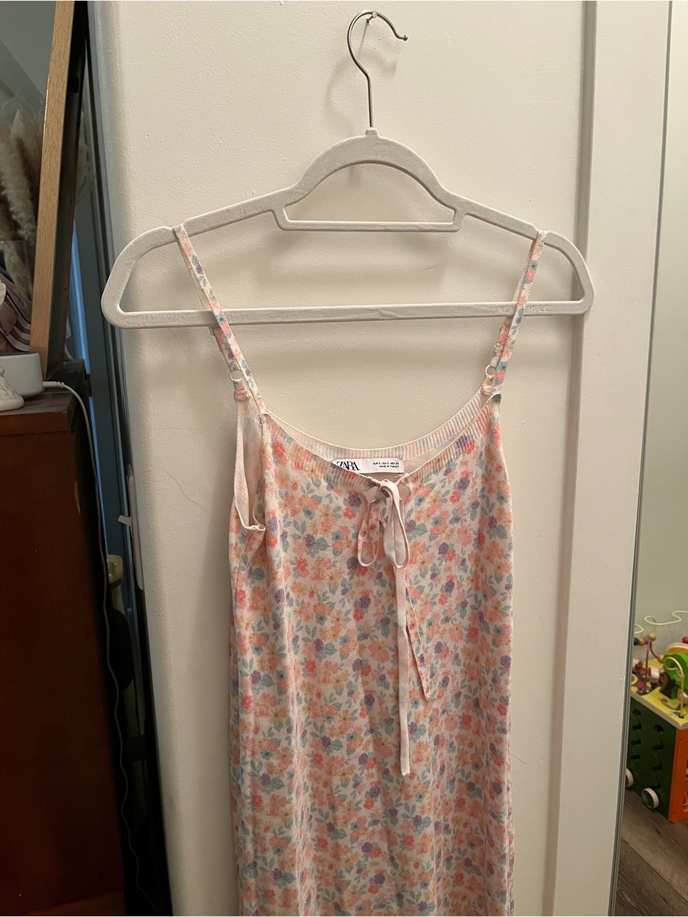 Zara Pastel Floral Tie-Front Maxi Dress